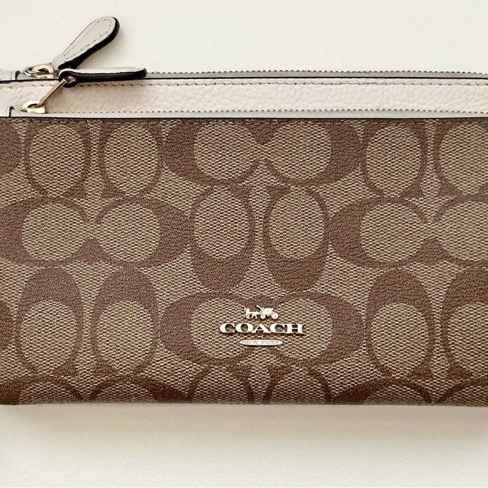 Coach Tan Signature Pattern Wristlet